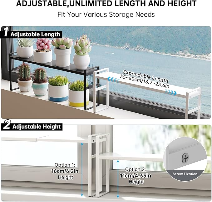 1pcs Small Narrow Tall Shelf for Windowsill Kitchen Organizer Window Sill Plant Shelf Stackable Shelves Bathroom Sill Thin Shelves for Narrow Spaces Counter Top Racks