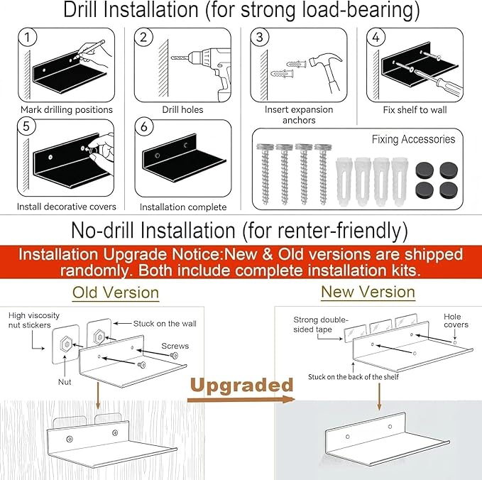 Z metnal 2 Pack 6 Inch Metal Floating Shelves with Safety Lip, Small Wall Mounted Shelf Holds Up to 5 Lbs, Matte Black Lightweight Display Ledge with Hidden Screw Caps for Bathroom, Bedroom