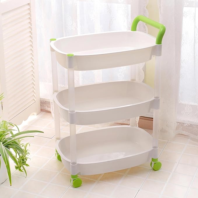ENGENDER Kitchen Storage Rack Multi-Level Storage Racks Removable Shelving Storage Units Sturdy Storage Racks with Casters Cookware Shelves(4Tier)
