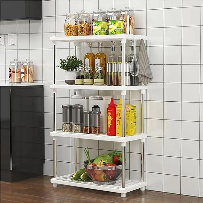1PC Multi-Level Storage Rack for Kitchen, Bathroom & Living Room Floor, Multipurpose Organizer for Snacks and Daily Supplies