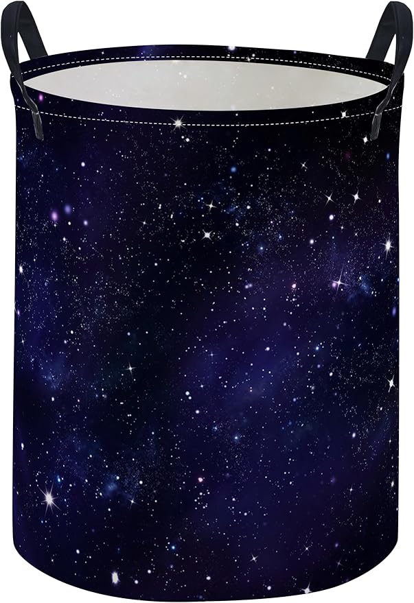 ESSME Kids Laundry Basket,Space Hamper Collapsible Canvas Storage Bin for Boys and Girls, Cute Hamper,Gift Baskets(Space)