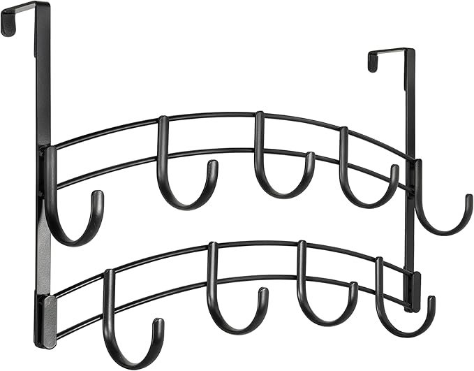 LYNK Professional® Home™ Over the Door Hooks - 9 Hook – Over the Door Coat Rack - Over the Door Hanger - Hanging Towels or Clothes - Bathroom, Bedroom, Laundry Room - Lifetime Ltd. Warranty, Black