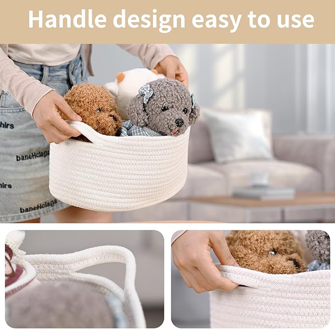 Happyiren Cute Woven Storage Basket with Handle, Baskets for Gifts Empty, Gift Baskets for Mothers Day Birthday Baby Shower Raffle Burr Fundraiser Teacher, Decorative Organizer Box for Home Refresh