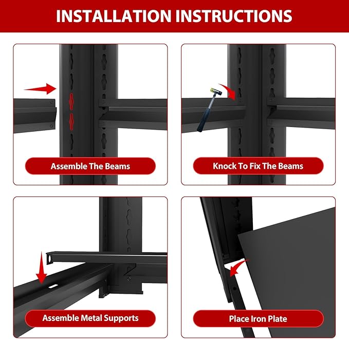 6-Tier Metal Storage Shelves, Adjustable Shelving Units, Boltless Assembly, Black, 83 x 54.89 x 23 Inch, for Warehouse Garage Shed Basement (83H*54.89W*23D)