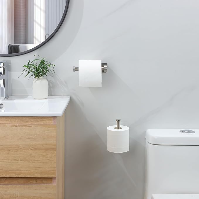 YIGII Self Adhesive Toilet Paper Holder - Bathroom Toilet Paper Holder Stand no Drilling Stainless Steel Brushed