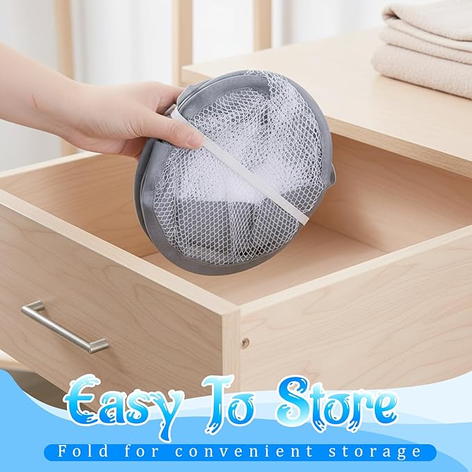 2 Pack Mesh Hanging Laundry Hamper, Small Foldable Wall Laundry Baskets Space-Saving Wall Hamper Portable Dirty Clothes Organizer for Home, Dorms, Hotels, RVs Grey