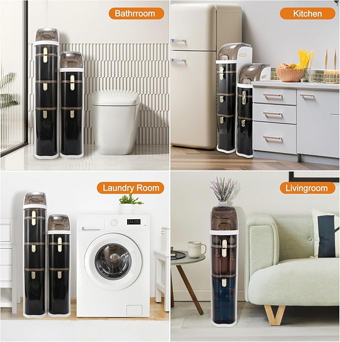 Slim Bathroom Storage Cabinet,Waterproof Narrow Bathroom Drawers,Suitable for Small Spaces,Ideal for Bathrooms, Living Rooms,Toilet,Kitchen or Bedrooms (4-Tiers)
