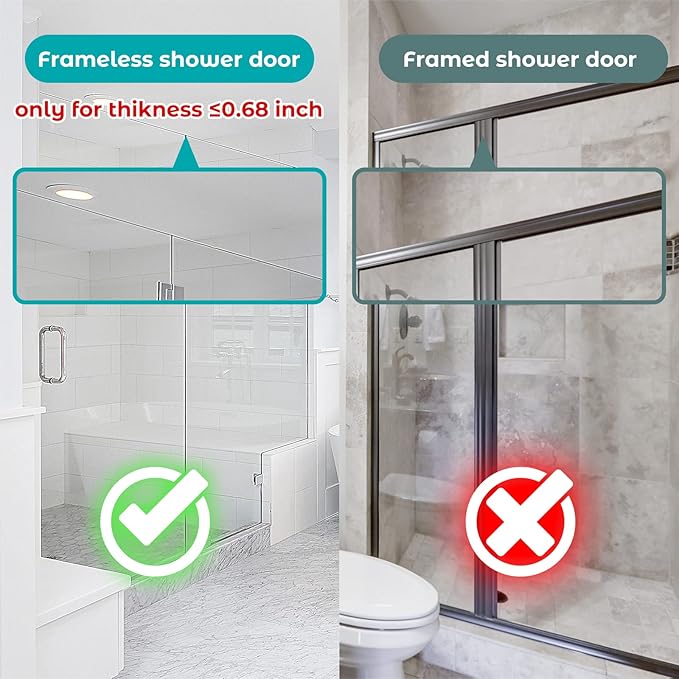 Cerbonny Shower Door Hooks (14 Inch), 2 Pack Super Extended Towel Hooks for Bathroom, Over Door Hooks, Shower Hooks for Frameless Glass Door, Black