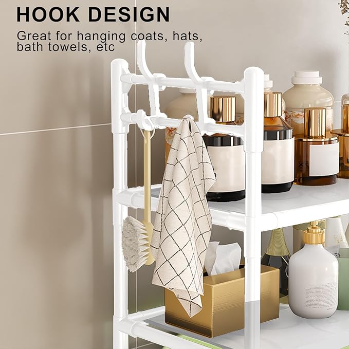 3-Tier Over-The-Toilet Storage Shelf - Sturdy Stainless Steel Bathroom Organizer for Toiletries, Towels & Essentials - Space-Saving Design