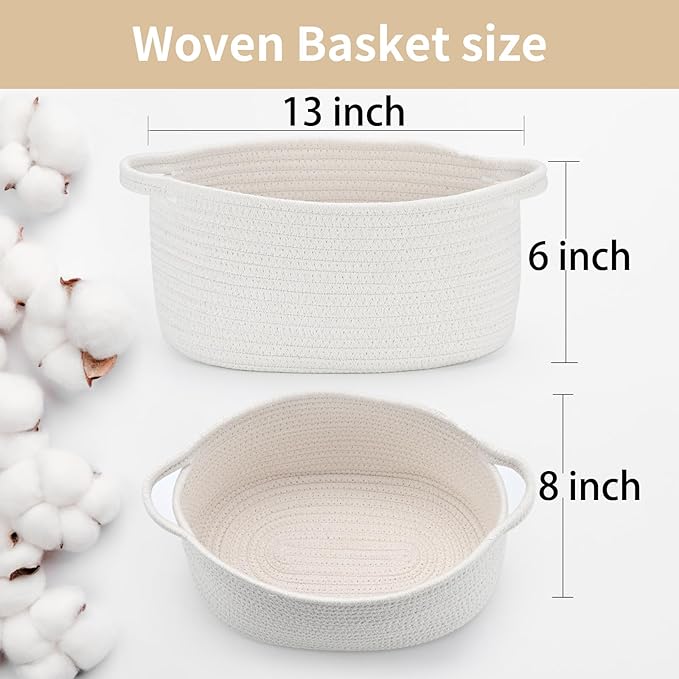 Happyiren Cute Woven Storage Basket with Handle, Baskets for Gifts Empty, Gift Baskets for Mothers Day Birthday Baby Shower Raffle Burr Fundraiser Teacher, Decorative Organizer Box for Home Refresh