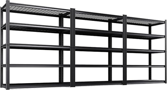 3-Pack 46''W Storage Shelves,3000LBS Garage Shelving ,Adjustable Garage Shelves ,Heavy Duty Metal Shelving, 5 Tier Utility Steel Shelf, Easy-to-install Shelving Units and Storage 78''x45.6''x19.7"