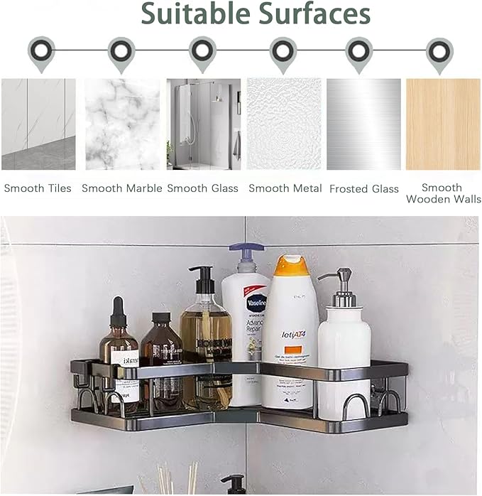 Rustproof Corner Shower Caddy 3 Pack,Stainless Steel Bathroom Storage Accessories,Durable No Drilling Shower Organiser,Adhesive Bathroom Shelves with Soap Holder Set,Black