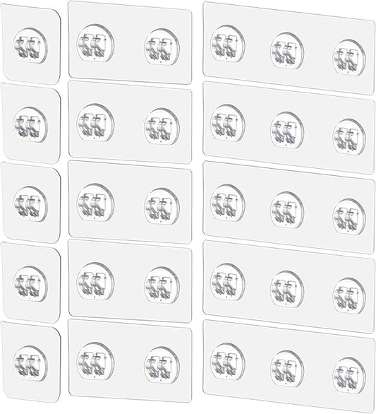 15 Pack Shower Caddy Adhesive Replacement, No Drilling Shower Shelf Adhesive, Strong Caddy Sticker Hooks Replacement for Showers Shelves and Kitchen Racks Organizer