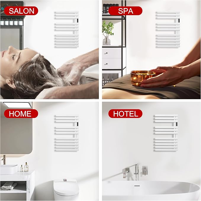 Electric Towel Warmer Rack,Heating Towel Warmer, Timer & Temperature Control, 11 Bar Stainless Steel Towel Heater for Bathroom, White, Plug-in(31.5x19.69x4.92in) Nordic Style