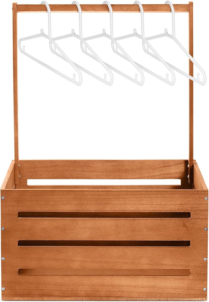 Suzile Wooden Baby Shower Crate Closet Wood Basket for Gifts with Handle Boy Girl Clothes Gender Reveal Storage Box for Newborn New Parent(Claybank)