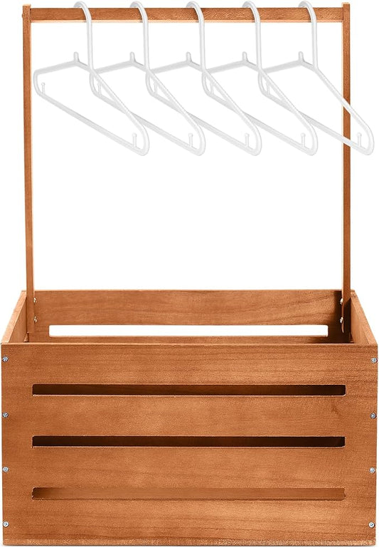 Suzile Wooden Baby Shower Crate Closet Wood Basket for Gifts with Handle Boy Girl Clothes Gender Reveal Storage Box for Newborn New Parent(Claybank)