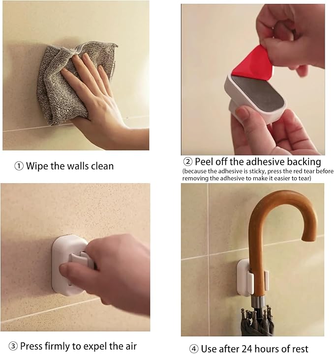 4PCS Toothbrush Holder Wall Mounted,Electric Toothbrush Holder Wall Mounted,Adjustable Hanging Mop Rack，Self Adhesive Electric Toothbrush Organizer for Bathroom,Multi-Function Holder for Dorm
