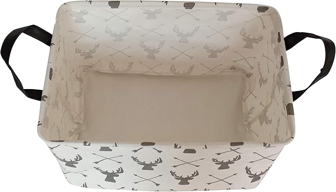 Baby Storage Basket Nursery Box Laundry Hamper Organization Bins for Toys and Clothes with Handles (Deer)