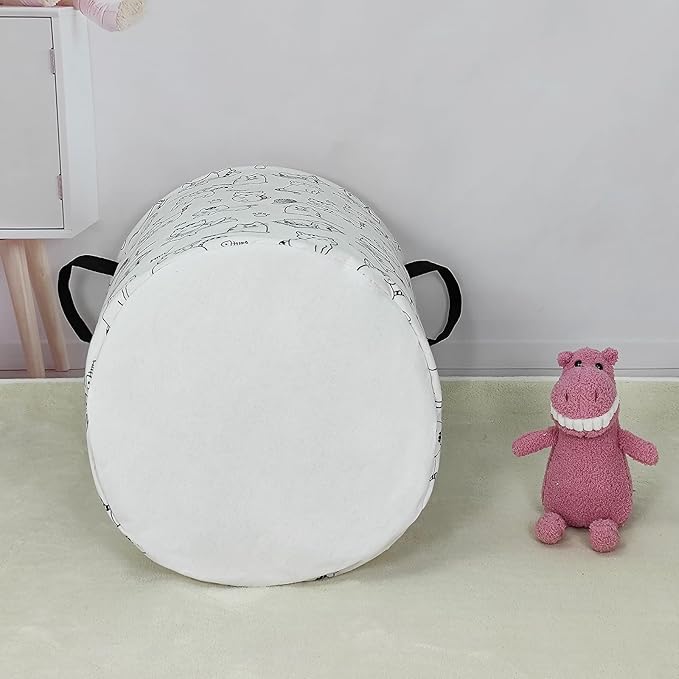 Laundry Basket Canvas Fabric Collapsible Organizer Basket for Storage Bin Toy Bins Gift Baskets Bedroom Clothes Children Nursery Hamper (Cat)