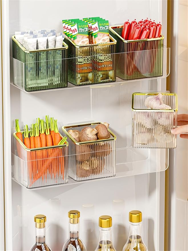 TXLFRO Pulreiush Floating Shelves Wall Bin Organizer Adhesive Wall Mounted Plastic Storage Organizer No Drilling Hanging Storage Containers Makeup Organizer Shelf for Office, Kitchen, Home