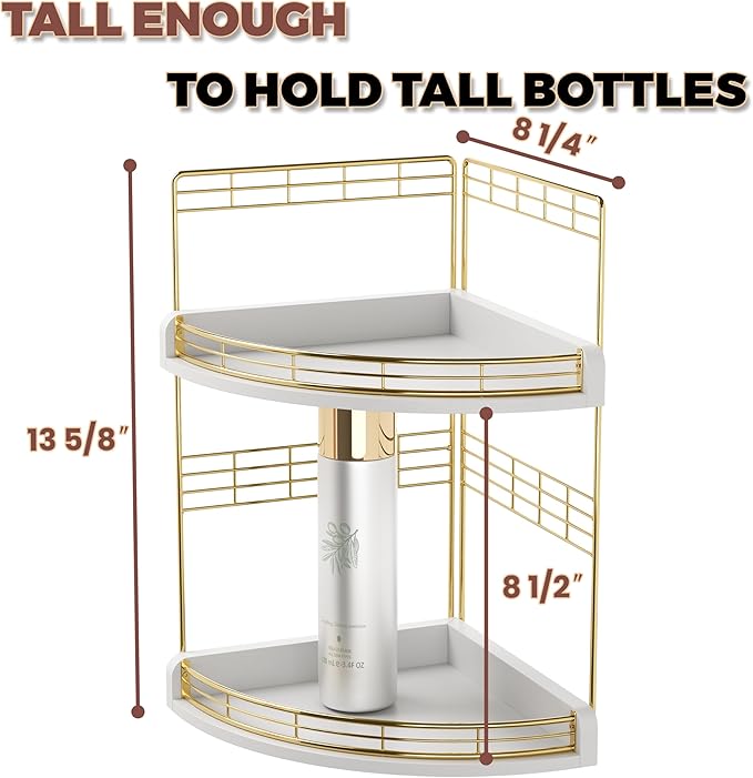 Bathroom Countertop Corner Organizer for Small Spaces – 2-Tier Counter Shelf for Sink & Vanity, Compact Vertical Storage for Toiletries (White)