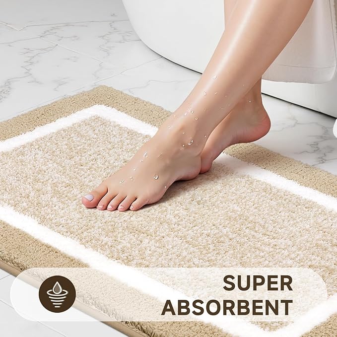 Pauwer Bathroom Rugs Sets 2 Piece, Non Slip Bath Mats for Bathroom, Absorbent Bath Rugs Floor Mat, Machine Washable Shower Rugs for Bath Floor, Tub and Shower