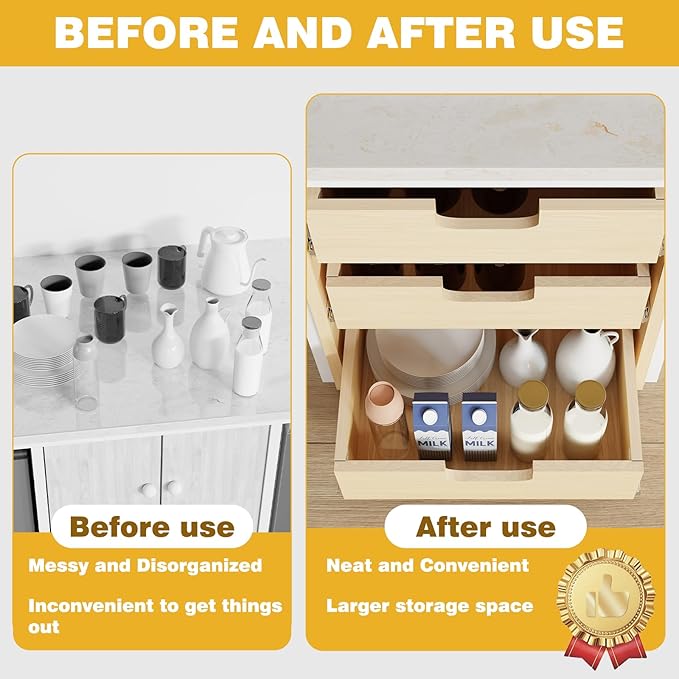 Pull Out Cabinet Organizer, 23''W×21''D×19''H Soft Close Slide Out Wooden Pull out Drawers, Three Tier Slide out Wood Cabinet Organizer, for Base Cabinet Organization in Kitchen, Pantry, Bathroom