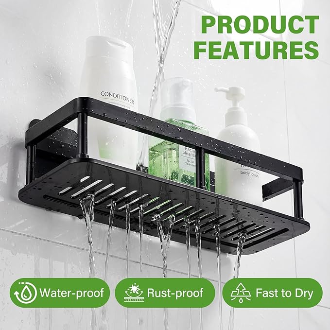2pc Wall Mounted Floating Shelf, Detachable Storage Rack,No Drill Shelves for Wall,Floating Shelves Damage-Free Expand Walls Space for Living Room Kitchen Bathroom (2, Black)