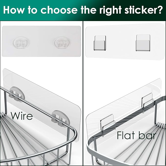 Shower Organizer - Adhesive Replacement Hooks 4 Pack Transparent Strong for Bathroom/Kitchen