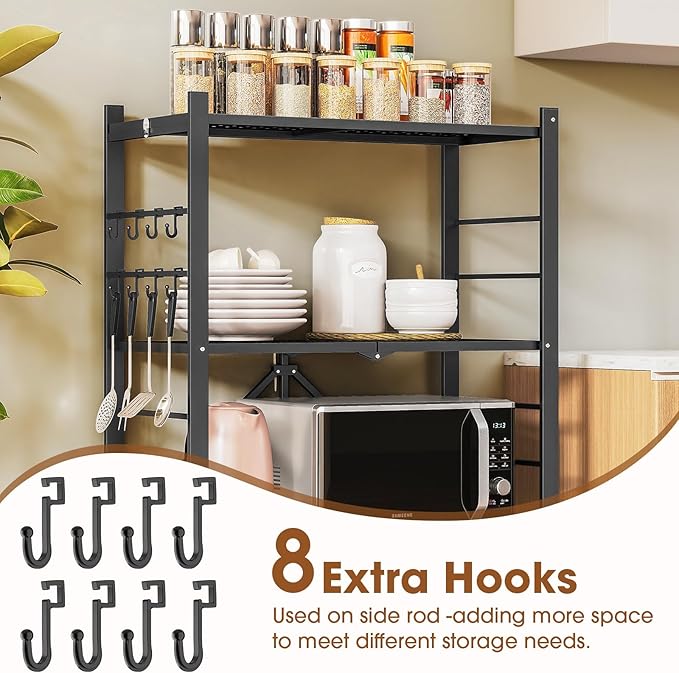 4-Tier Folding Metal Storage Shelf with Wheels & Hooks, Heavy Duty No-Assembly Collapsible Utility Rack for Kitchen, Garage, Office, Living Room – 600 lbs Capacity(Black, 4-Tier)