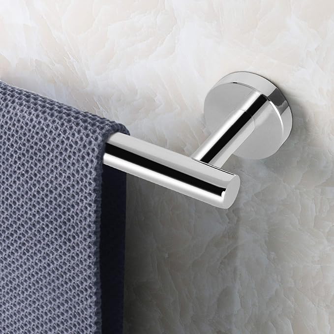 NearMoon Bath Towel Bar, Thicken Stainless Steel Shower Towel Rack Holder Wall Mounted for Bathroom, 20-lnch Overall Length-17-lnch Usable Hanging Space (1 Pack, Chrome Finish)