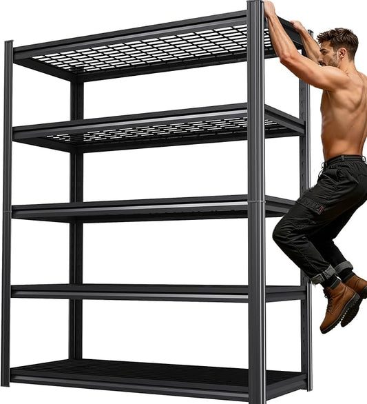 46''W Storage Shelves,3000LBS Garage Shelving,Adjustable Garage Shelves,Heavy Duty Metal Shelving, 5 Tier Wire Utility Steel Shelf, Easy-to-Install Shelving Units and Storage 78''x45.6''x19.7