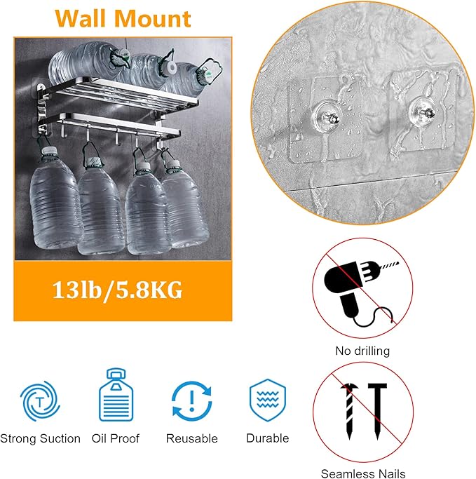 Wall Hangers Without Nails, 14 Packs Heavy Duty Adhesive Hooks, Wall Hooks for Hanging, Screw Free Sticker, Seamless Screws for Wall Mount, 2 in 1 Reusable (18mm)