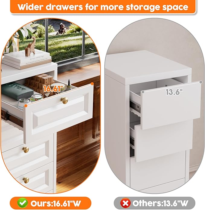 Aobabo Metal Bathroom Storage Cabinet with 5 Drawers, Steel Narrow Cabinet Organizer, Freestanding Floor Storage for Bathroom, Entryway and Living Room, Assembly Required