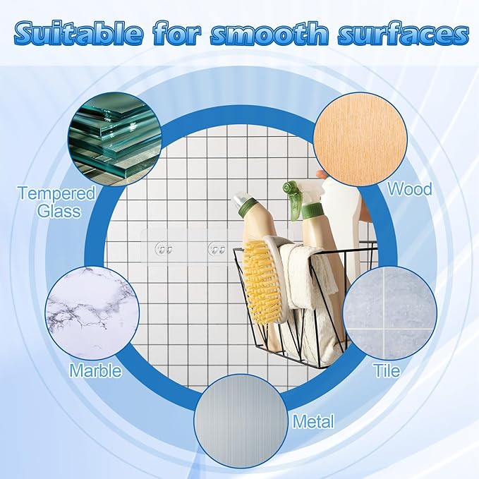 Novabright 40 Pack Shower Caddies Adhesive Replacement Strips Waterproof Strong Adhesive Hooks, No Drilling, Wall Mount Strips for Bathroom Storage Shelves Soap Holder Kitchen Rack Organizer