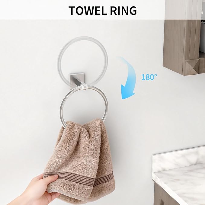 KLJKPA Brushed Nickel Bathroom Hardware Set, 24 inch Towel Racks for Bathroom, Stainless Steel Bathroom Accessories Set, Wall Mounted, 4-Piece