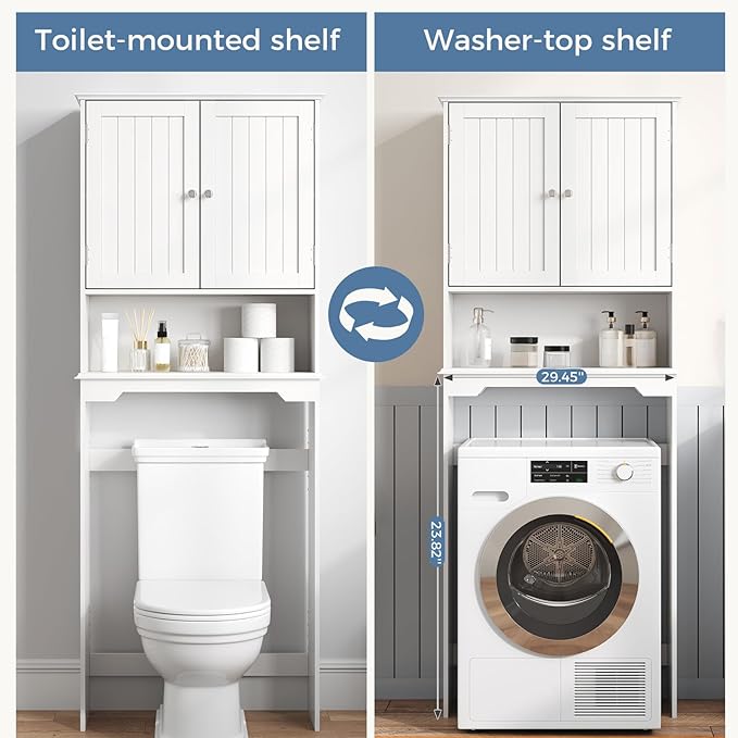 Simple Deluxe Over The Toilet Storage Cabinet, Bathroom Shelf Over Toilet, Bathroom Storage Cabinet Organizer, White
