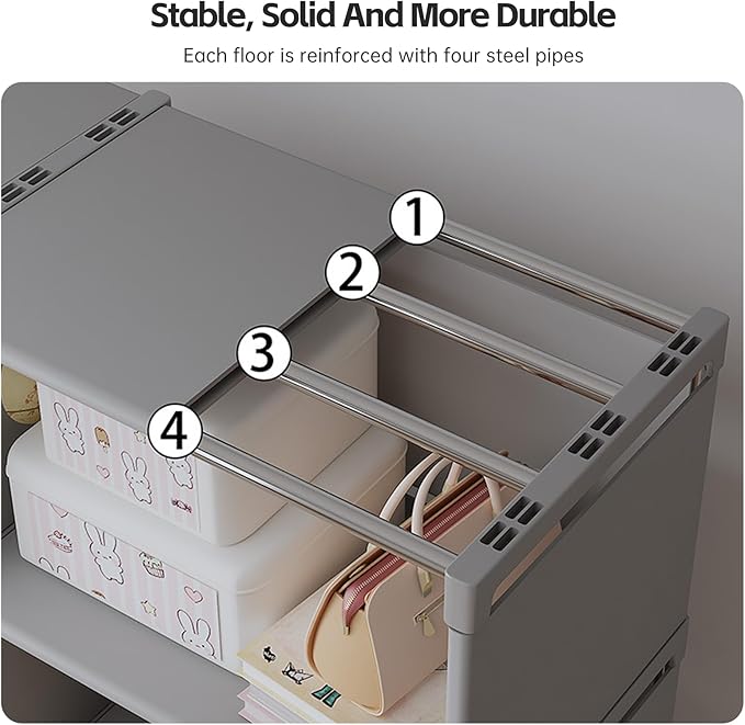 4-Cube Storage Organizer Shelf – Tool-Free Assembly Cube Bookcase for Bedroom, Closet & Small Spaces, Bookshelf Organizer for Kids’ Clothes & Nursery