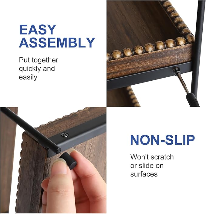 Gurfuy Bathroom Vanity Organizer 2-Tier Wood Countertop Storage Counter Shelf for Makeup Skincare Perfume Jewelry Tray Spice Rack Brown