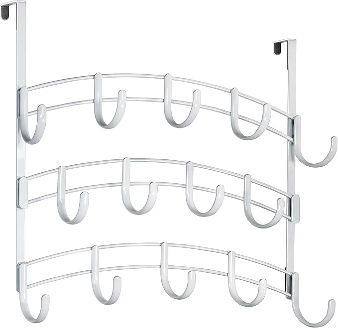 LYNK Professional® Home™ Over the Door Hooks - 14 Hook – Over the Door Coat Rack - Over the Door Hanger - Hanging Towels or Clothes - Bathroom, Bedroom, Laundry Room - Lifetime Ltd. Warranty, White