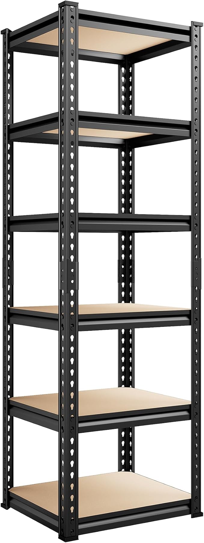 REIBII Storage Shelves 6 Tier Garage Shelving, Adjustable Shelving Units Loads 2256LBS, Narrow Shelves Units and Storage for Kitchen, Pantry, Garage, Closet, Basement, 16" W x 16" D x 72.2" H