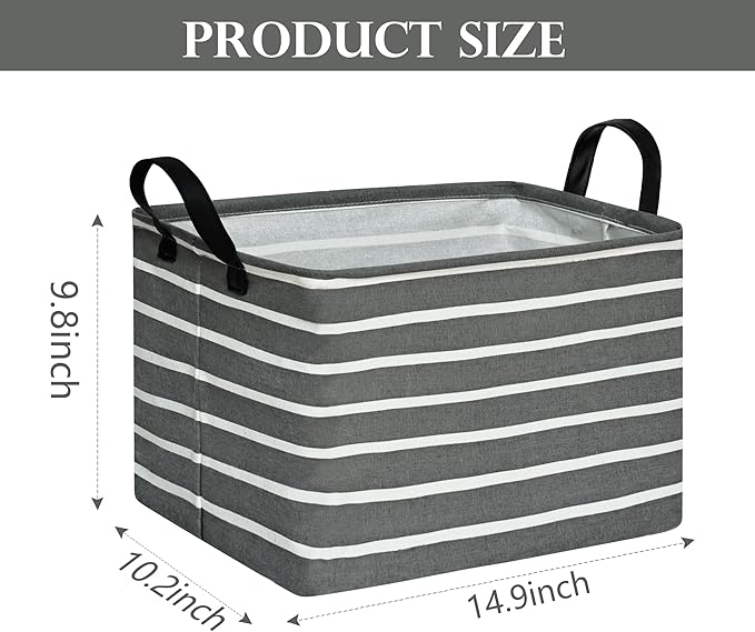 Baby Storage Basket Nursery Box Laundry Hamper Organization Bins for Toys and Clothes with Handles (Stripe)