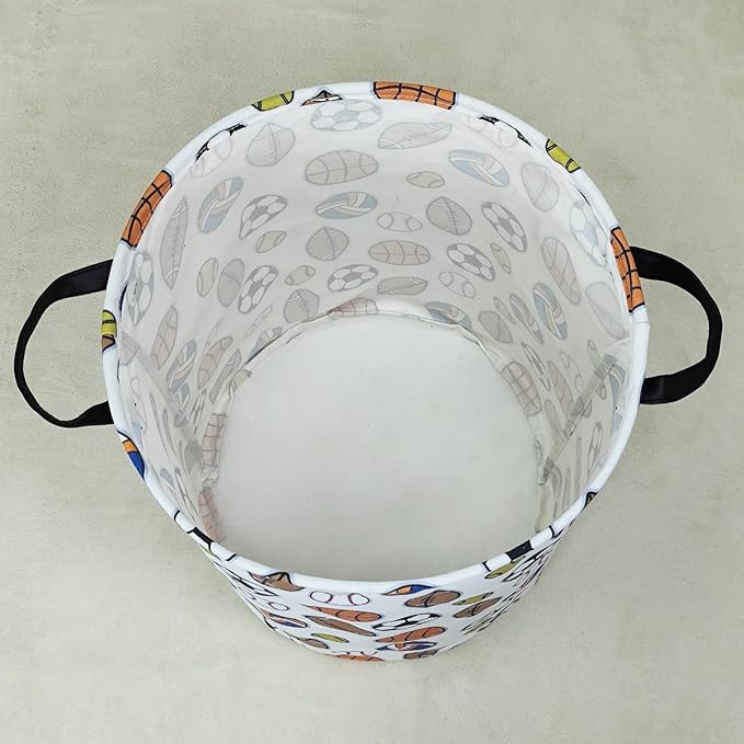 Laundry Basket Canvas Fabric Collapsible Organizer Basket for Storage Bin Toy Bins Gift Baskets Bedroom Clothes Children Nursery Hamper (Colorful Balls)