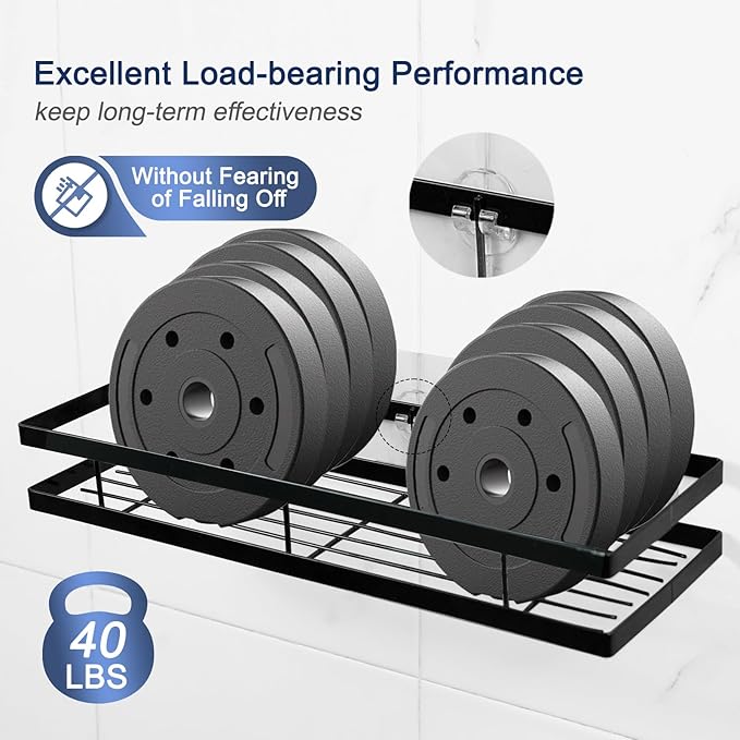Shower Caddy Adhesive Replacement, 4 Pack Strong Adhesive Shower Hooks, Water-Proof Shower Adhesive Strips, No Drilling for Corner Shelf Basket, Bathroom Storage Shelves and Kitchen Racks
