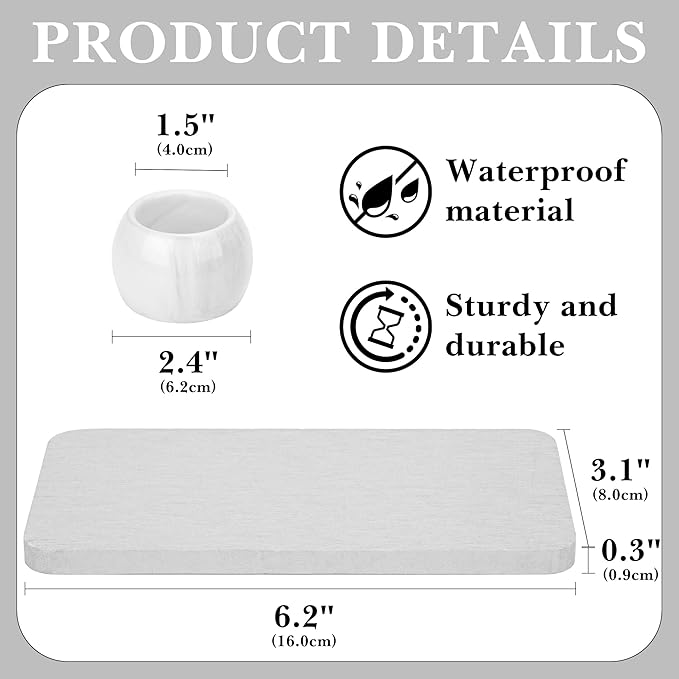 2 Pack Ceramic Toothbrush Holder with Diatomite Toothbrush Tray for Bathroom Shower Countertop Storage Organizer, Small Toothpaste Razor Electric Tooth Brush Head Stand (Grey)