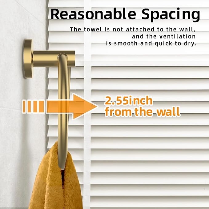 Towel Ring 2Pack, SUS304 Stainless Steel Hand Towel Holder for Bathroom Kitchen, Modern Style Towel Hanger, Thicken Ring Towel Holder, Towel Rack Round Wall Mounted (2, Brushed Gold)