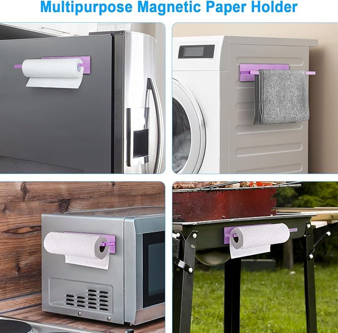 Magnetic Paper Towel Holder for Fridge, Toilet Paper Roll Holder Magnetic Paper Towel Rack Wall Mount Fridge Organizer for Papers Towel Roll Bathroom Toilet Garage RV Decor Kitchen Organization Purple