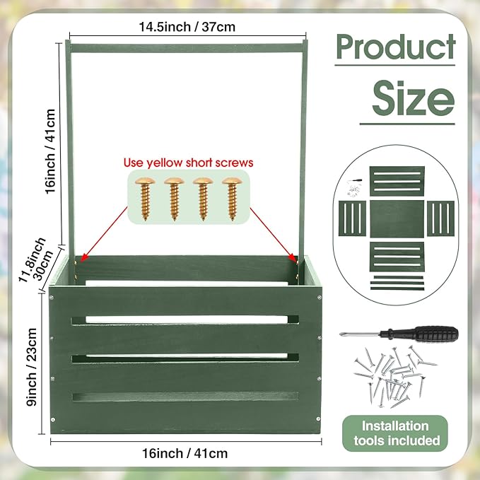 Suzile Wooden Baby Shower Crate Closet Wood Basket for Gifts with Handle Boy Girl Clothes Gender Reveal Storage Box for Newborn New Parent(Sage Green)