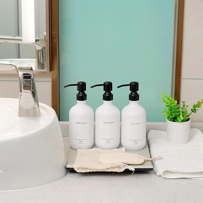 Supforce Shampoo Dispenser for Shower Wall Mount, No Drill Shampoo and Conditioner Dispenser with Matte Pump and Waterproof Labels, Shower Soap Dispenser Wall Mounted for Home Bathroom - White