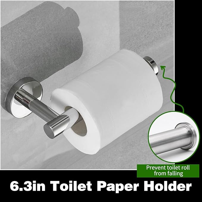 10pcs Brushed Nickel Bathroom Hardware Set, Including 2pcs 24in Retractable Hand Single Towel Bar with 2pcs Toilet Paper Holders, 2pcs Towel Rings 4pcs Multifunctional Robe Hooks